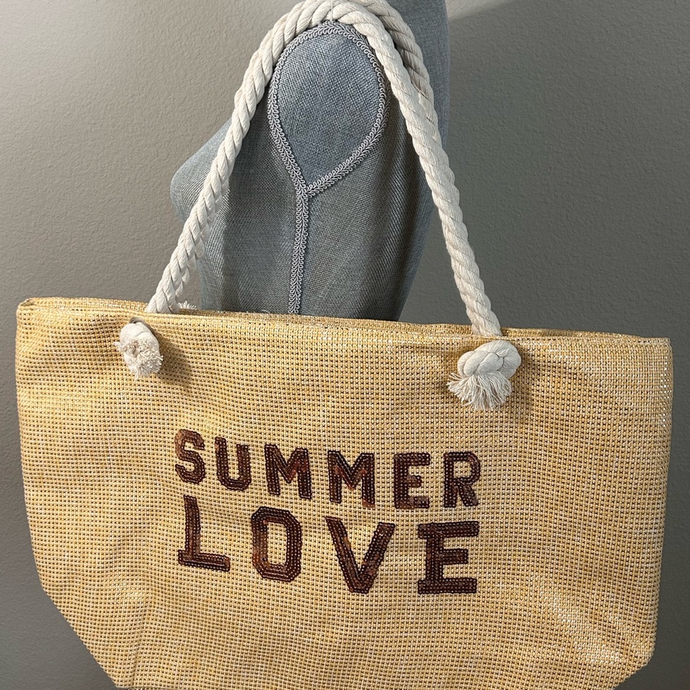 COPY - Summer Love Glitz Beach Tote Bag YELLOW